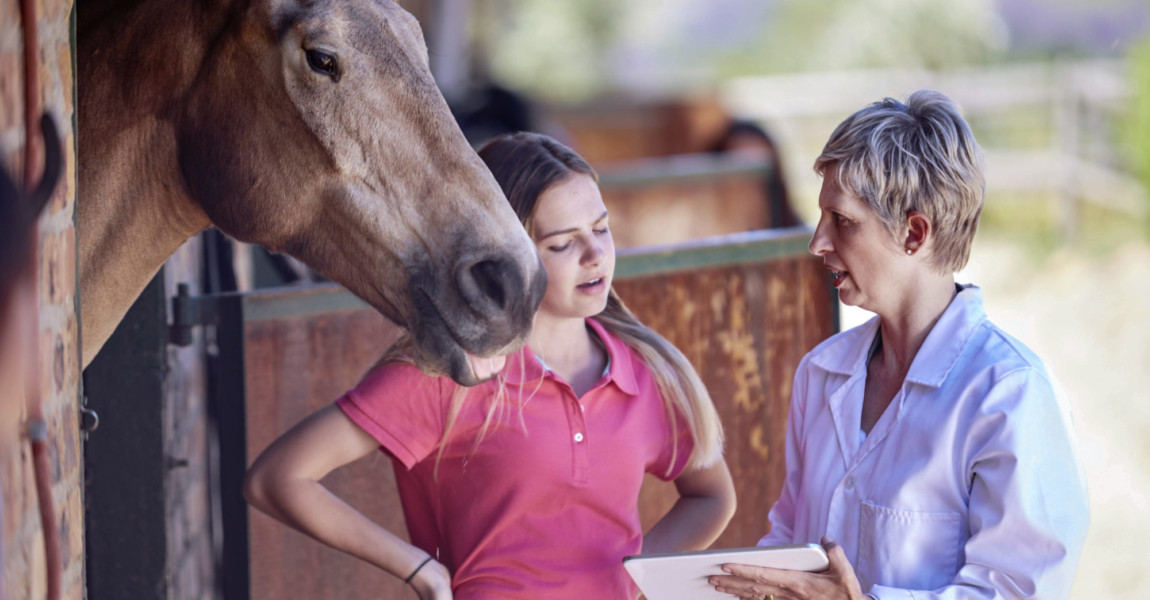 Veterinarian with digital tablet talking to teenage girl at stable model released Symbolfoto propert Veterinarian with digital tablet talking to teenage girl at stable model released Symbolfoto property released PUBLICATIONxINxGERxSUIxAUTxHUNxONLY ZEF001760 Veterinarian With Digital Tablet Talking to Teenage Girl AT stable Model released Symbolic image Property released PUBLICATIONxINxGERxSUIxAUTxHUNxONLY ZEF001760 