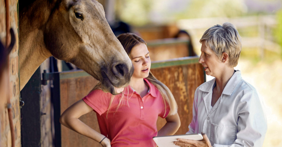 Veterinarian with digital tablet talking to teenage girl at stable model released Symbolfoto propert Veterinarian with digital tablet talking to teenage girl at stable model released Symbolfoto property released PUBLICATIONxINxGERxSUIxAUTxHUNxONLY ZEF001760 Veterinarian With Digital Tablet Talking to Teenage Girl AT stable Model released Symbolic image Property released PUBLICATIONxINxGERxSUIxAUTxHUNxONLY ZEF001760 
